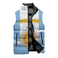 Personalized Argentina Flag Day Sleeveless Puffer Jacket Sun Of May Sol De Mayo - National Emblem Patriotism
