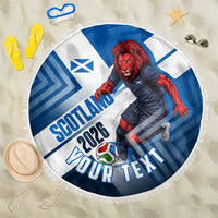 Personalized Scotland Football 2026 Beach Blanket Scottish Soccer Red Lion Mascot Saltire Cross