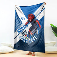 Personalized Scotland Football 2026 Blanket Scottish Soccer Red Lion Mascot Saltire Cross
