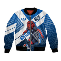 Personalized Scotland Football 2026 Bomber Jacket Scottish Soccer Red Lion Mascot Saltire Cross