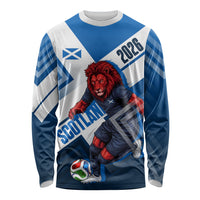 Personalized Scotland Football 2026 Long Sleeve Shirt Scottish Soccer Red Lion Mascot Saltire Cross