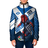 Personalized Scotland Football 2026 Padded Jacket Scottish Soccer Red Lion Mascot Saltire Cross