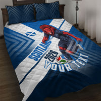 Personalized Scotland Football 2026 Quilt Bed Set Scottish Soccer Red Lion Mascot Saltire Cross