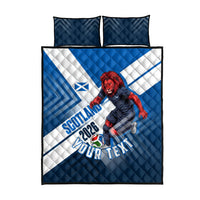 Personalized Scotland Football 2026 Quilt Bed Set Scottish Soccer Red Lion Mascot Saltire Cross