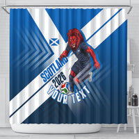 Personalized Scotland Football 2026 Shower Curtain Scottish Soccer Red Lion Mascot Saltire Cross