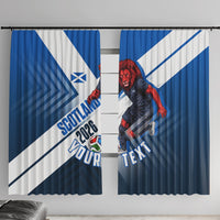 Personalized Scotland Football 2026 Window Curtain Scottish Soccer Red Lion Mascot Saltire Cross