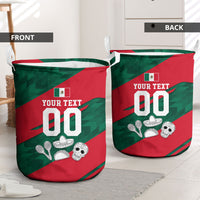 Personalized Mexico Football Jaguar Mascot Laundry Basket Sugar Skull Sombrero Aztec