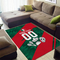 Personalized Mexico Football Jaguar Mascot Area Rug Sugar Skull Sombrero Aztec