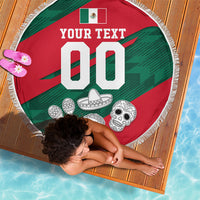 Personalized Mexico Football Jaguar Mascot Beach Blanket Sugar Skull Sombrero Aztec