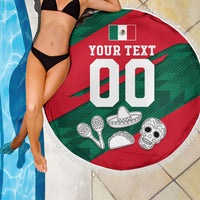 Personalized Mexico Football Jaguar Mascot Beach Blanket Sugar Skull Sombrero Aztec