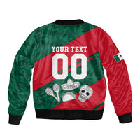 Personalized Mexico Football Jaguar Mascot Bomber Jacket Sugar Skull Sombrero Aztec