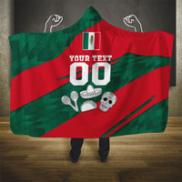 Personalized Mexico Football Jaguar Mascot Hooded Blanket Sugar Skull Sombrero Aztec