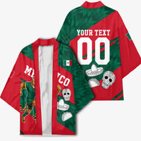 Personalized Mexico Football Jaguar Mascot Kimono Sugar Skull Sombrero Aztec