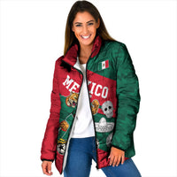 Personalized Mexico Football Jaguar Mascot Padded Jacket Sugar Skull Sombrero Aztec
