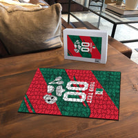 Personalized Mexico Football Jaguar Mascot Puzzle Sugar Skull Sombrero Aztec