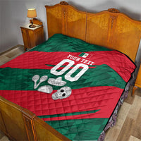Personalized Mexico Football Jaguar Mascot Quilt Sugar Skull Sombrero Aztec