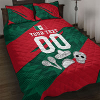 Personalized Mexico Football Jaguar Mascot Quilt Bed Set Sugar Skull Sombrero Aztec