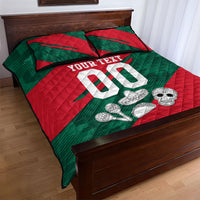 Personalized Mexico Football Jaguar Mascot Quilt Bed Set Sugar Skull Sombrero Aztec