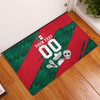 Personalized Mexico Football Jaguar Mascot Rubber Doormat Sugar Skull Sombrero Aztec