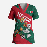 Personalized Mexico Football Jaguar Mascot Scrub Top Sugar Skull Sombrero Aztec