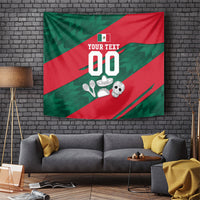 Personalized Mexico Football Jaguar Mascot Tapestry Sugar Skull Sombrero Aztec