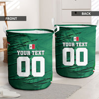 Personalized Mexico Football Laundry Basket Jaguar Mascot Artistic Brush Stroke Texture