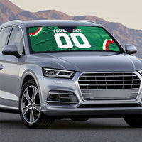 Personalized Mexico Football Auto Sun Shade Jaguar Mascot Artistic Brush Stroke Texture