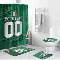 Personalized Mexico Football Bathroom Set Jaguar Mascot Artistic Brush Stroke Texture