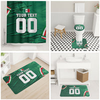 Personalized Mexico Football Bathroom Set Jaguar Mascot Artistic Brush Stroke Texture