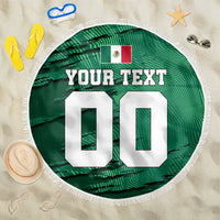 Personalized Mexico Football Beach Blanket Jaguar Mascot Artistic Brush Stroke Texture