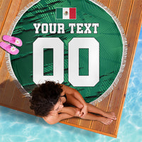 Personalized Mexico Football Beach Blanket Jaguar Mascot Artistic Brush Stroke Texture