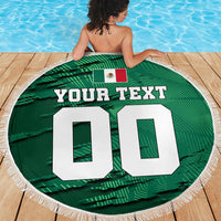 Personalized Mexico Football Beach Blanket Jaguar Mascot Artistic Brush Stroke Texture