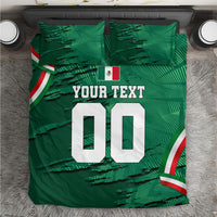 Personalized Mexico Football Bedding Set Jaguar Mascot Artistic Brush Stroke Texture