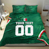 Personalized Mexico Football Bedding Set Jaguar Mascot Artistic Brush Stroke Texture
