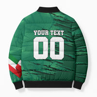 Personalized Mexico Football Bomber Puffer Jacket Jaguar Mascot Artistic Brush Stroke Texture