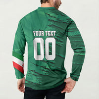 Personalized Mexico Football Button Sweatshirt Jaguar Mascot Artistic Brush Stroke Texture