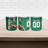 Personalized Mexico Football Ceramic Mug Jaguar Mascot Artistic Brush Stroke Texture