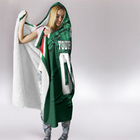 Personalized Mexico Football Hooded Blanket Jaguar Mascot Artistic Brush Stroke Texture