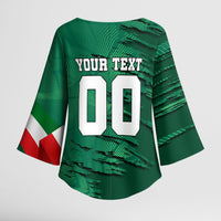Personalized Mexico Football Kimono Sleeve Blouse Jaguar Mascot Artistic Brush Stroke Texture