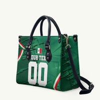 Personalized Mexico Football Leather Bag Jaguar Mascot Artistic Brush Stroke Texture