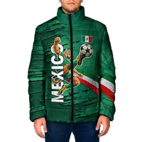 Personalized Mexico Football Padded Jacket Jaguar Mascot Artistic Brush Stroke Texture