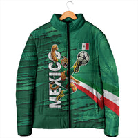 Personalized Mexico Football Padded Jacket Jaguar Mascot Artistic Brush Stroke Texture