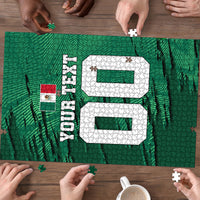Personalized Mexico Football Puzzle Jaguar Mascot Artistic Brush Stroke Texture