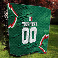Personalized Mexico Football Quilt Jaguar Mascot Artistic Brush Stroke Texture