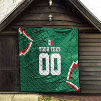 Personalized Mexico Football Quilt Jaguar Mascot Artistic Brush Stroke Texture