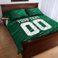 Personalized Mexico Football Quilt Bed Set Jaguar Mascot Artistic Brush Stroke Texture