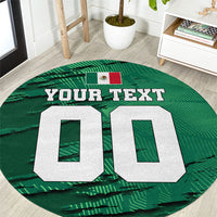 Personalized Mexico Football Round Carpet Jaguar Mascot Artistic Brush Stroke Texture