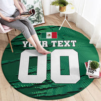 Personalized Mexico Football Round Carpet Jaguar Mascot Artistic Brush Stroke Texture