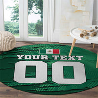Personalized Mexico Football Round Carpet Jaguar Mascot Artistic Brush Stroke Texture