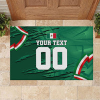 Personalized Mexico Football Rubber Doormat Jaguar Mascot Artistic Brush Stroke Texture